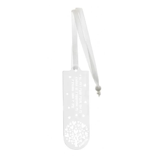 SEGNALIBRO ALBERO DELLA VITA CUORI RETTANGOLARE C/SCRITTA CM. 3,5x11