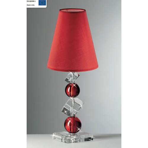 LAMPADA IN CRISTALLO CON ELEMENTI ROSSI CM.53