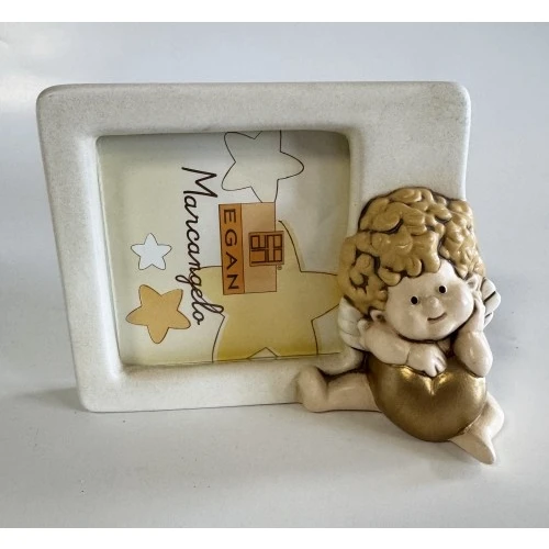 PORTAFOTO CON PUTTINO E CUORE IN CERAMICA EGAN CM.11x15