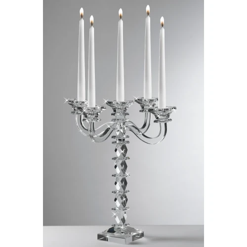 Candeliere Ranoldi 5 Fiamme: Luce e Riflessi Effetto Diamante cm.36X36X42