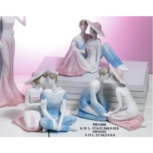 Innamorati in resina colore celeste e rosa - Mandorle