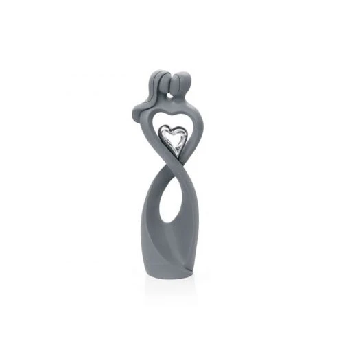 Scultura coppia innamorati con cuore argento - Bongelli