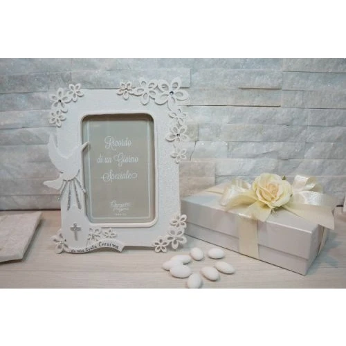 Cornice cresima fiori con strass