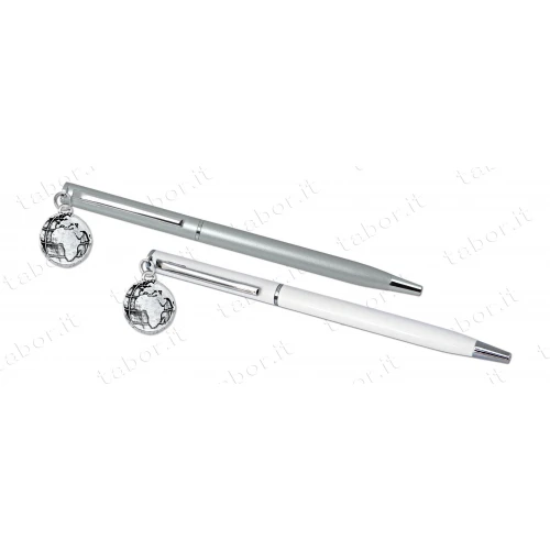 Penna argento ciondolo globo con scatola