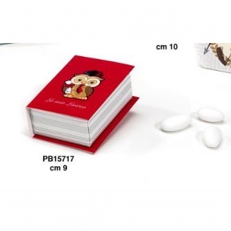 Scatolina Libro Laurea portaconfetti con Gufetto - Mandorle