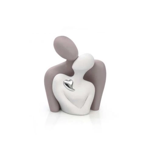 Statua innamorati con cuore in argento - Bongelli