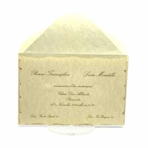 Partecipazione di Nozze su carta pergamenata