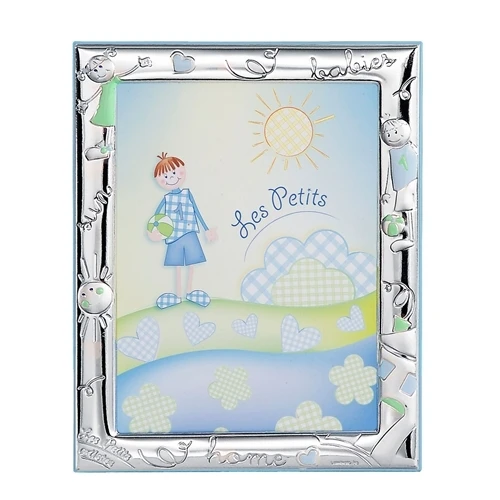 Portafoto 13x18 con bimbi stilizzati in celeste