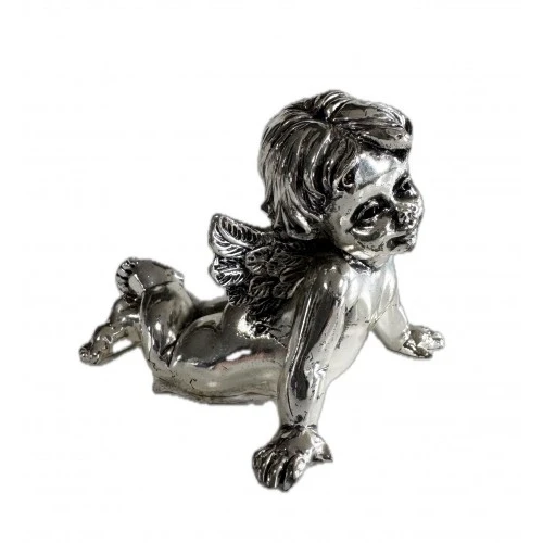 Angioletto sdraiato rivestito in argento cm.8x6 - Offerta Bomboniere