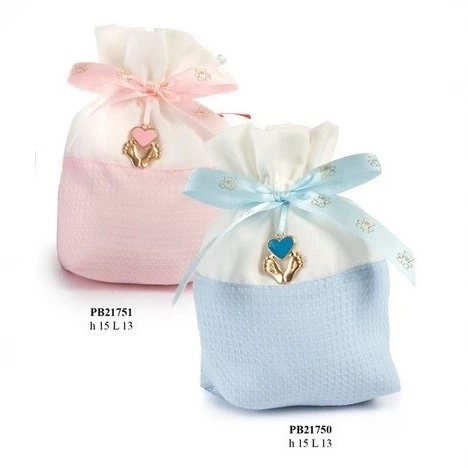 SACCHETTO X CONFETTI CELESTE CON PIEDINI 15 CM. 