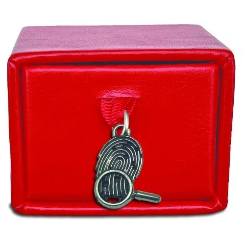 Scatolina porta confetti con ciondolo impronta digitale e lente di ingrandimento per laurea