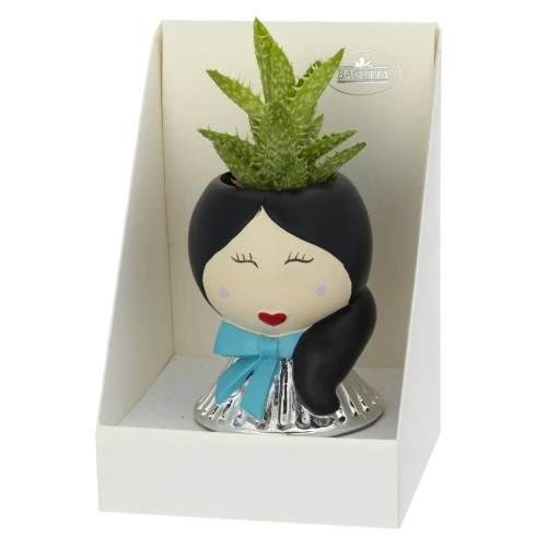 PORTAVASO BELLE EPOQUE CON CODA E FIOCCO AZZURRO