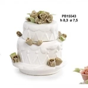 Scatola torta con roselline in porcellana - Mandorle