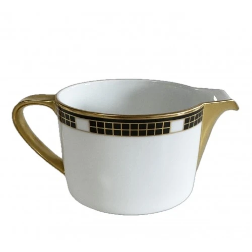 LATTIERA/SALSIERA IN PORCELLANA BULGARI DECORO QUADRI NERO