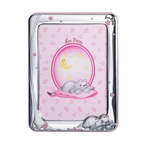 Cornice portafoto 13X18 con gatto e stelline in rosa