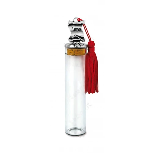 Fiala in vetro con pergamena sul tappo - Bomboniera laurea