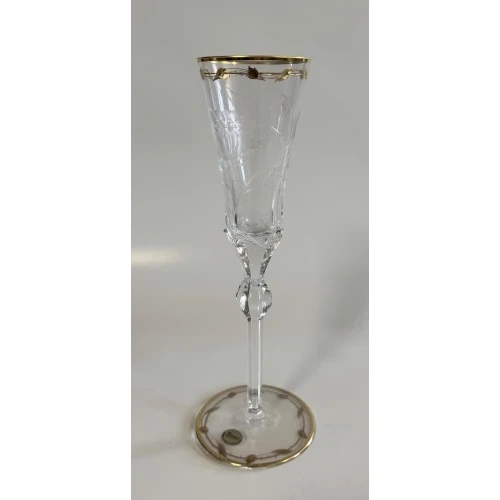 FLUTE CHAMPAGNE IN CRISTALLO MOLATO FILO ORO - MOSER