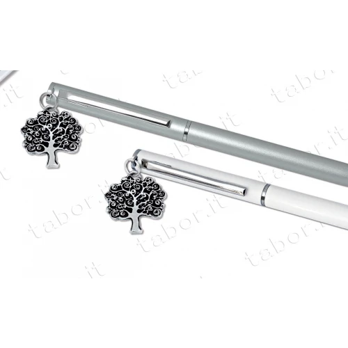 Penna bianca ciondolo albero della vita con scatola