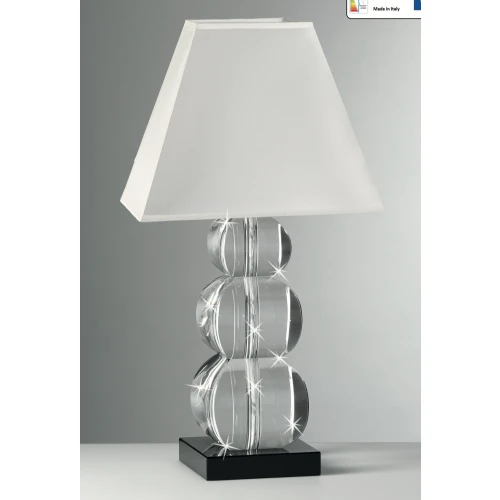 LUME IN CRISTALLO CON BASE NERA E CUPOLA BIANCA RANOLDI CM.56