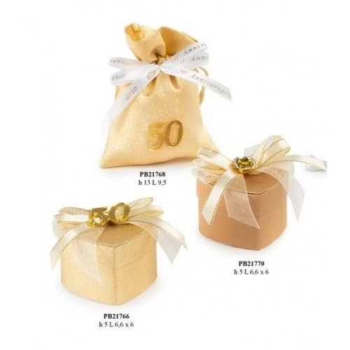 Bomboniera Nozze d'Oro Cuore Porta Confetti – Scatolina con Simbolo Pietra cm.5