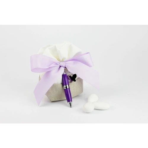 Sacchetto portaconfetti con penna - bomboniera matrimonio / laurea Margot Italia 
