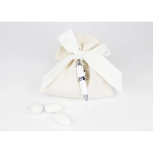 Saccoccino portaconfetti con penna - bomboniera matrimonio / comunione Margot Italia