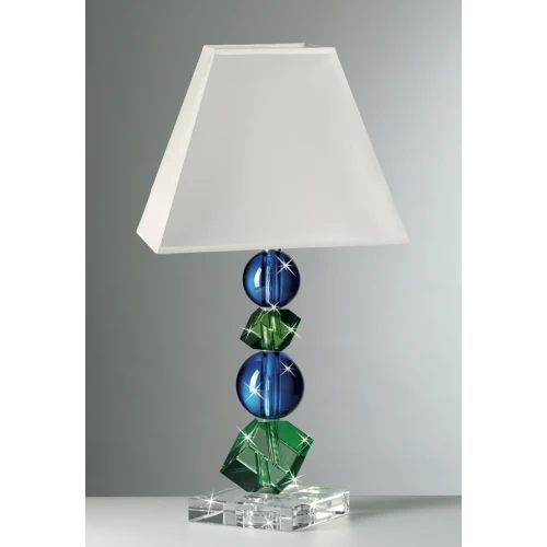 LAMPADA IN CRISTALLO CON ELEMENTI VERDI E BLU CM.53