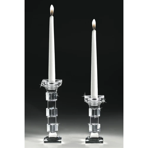 Candelabro Mono Fiamma in Cristallo Ranoldi con Cubi Sfalsati – Made in Italy cm.16