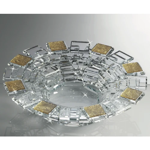 Centrotavola Tondo in Cristallo Ranoldi con Dettagli Oro – Made in Italy
