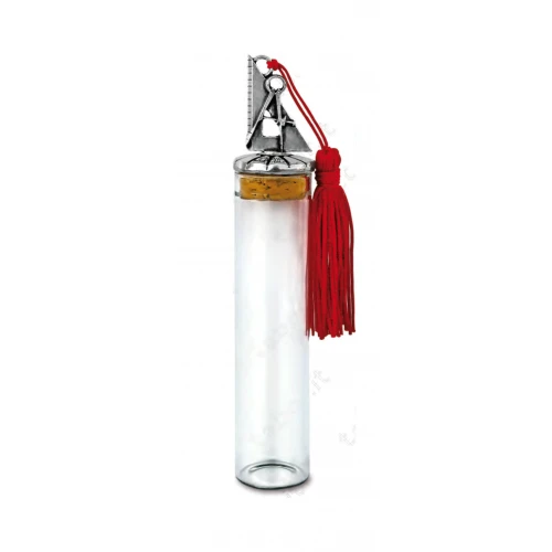 Fiala in vetro con squadra e compasso sul tappo - Bomboniera laurea in Architettura