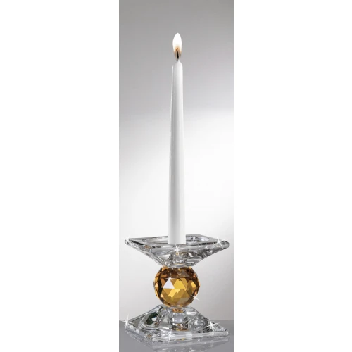 BOMBONIERA PORTACANDELA IN CRISTALLO AMBRA RANOLDI