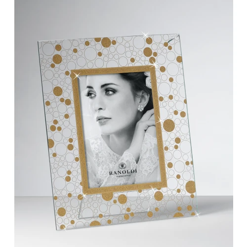 PORTAFOTO IN CRISTALLO SERIGRAFIA CERCHI ORO cm.13X18 - RANOLDI