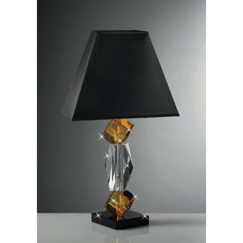 Lampada in Cristallo Ranoldi Nero e Ambra con Paralume in Cotone | Design Moderno