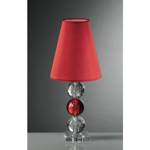 Lampada in Cristallo Ranoldi con Sfere Effetto Bollicine con elemento e paralume rosso | Design Italiano