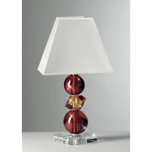 LAMPADA IN CRISTALLO CON ELEMENTI ROSSI E AMBRA cm.42