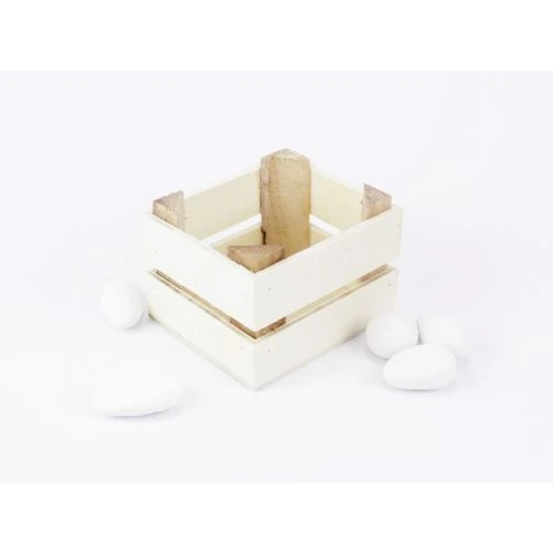 Set 25 pz. cassetta legno bianco sporco senza confetti