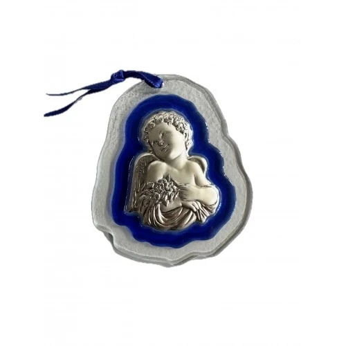 Quadretto con Angioletto cm. 9x10 blu - Offerta Bomboniere