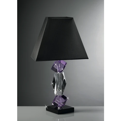 Lampada in Cristallo Ranoldi Nero e Violetto con Paralume in Cotone | Design Moderno