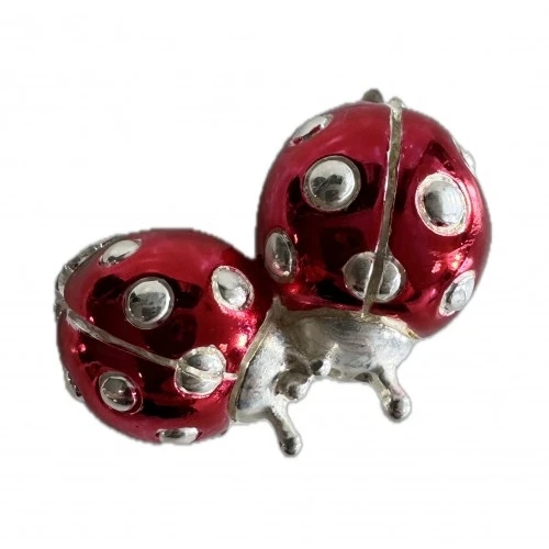 Coppia coccinelle smaltate in argento rivestito cm.6x4 - Offerta Bomboniere