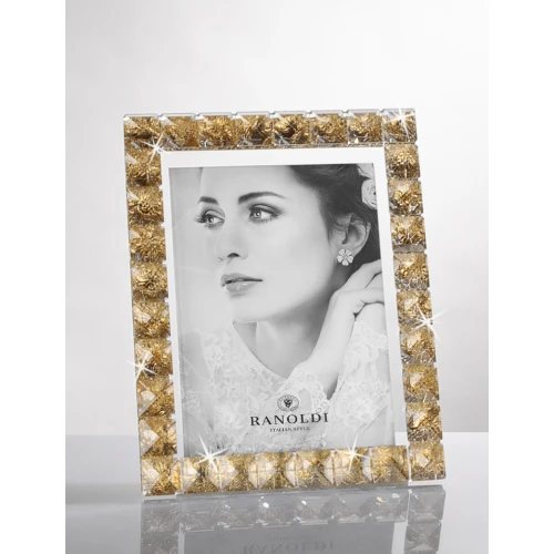 CORNICE IN CRISTALLO CM.13X18 ELEMENTI DORATI