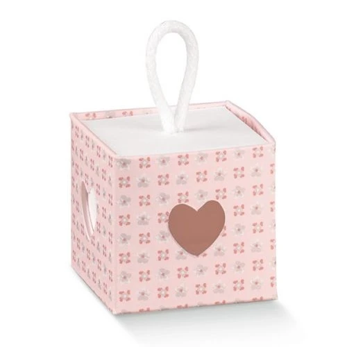 Scatolina portaconfetti rosa con laccio