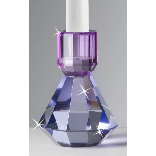 Portacandele in Cristallo bicolor Ranoldi: Bomboniera Matrimonio cm.8x8x11 Viola-Ametista