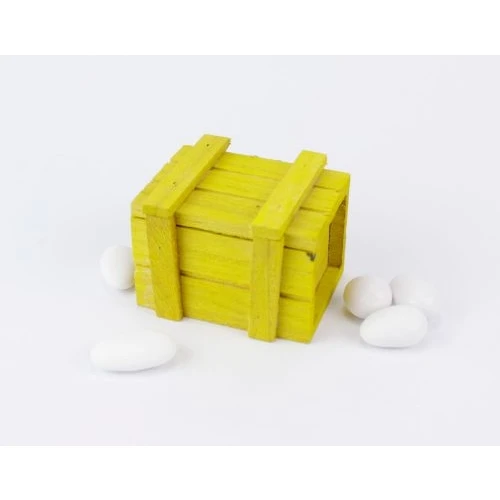 Baule legno colorato porta confetti giallo