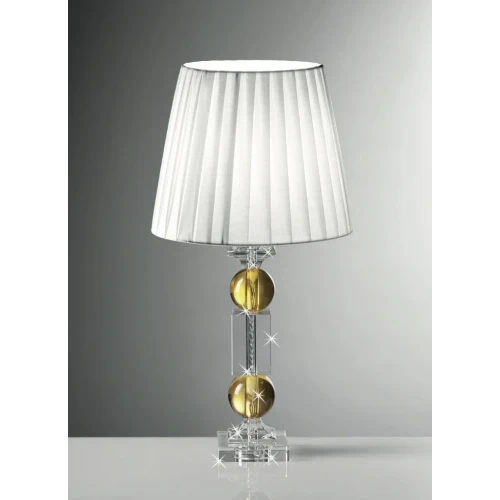 Lampada in Cristallo Ranoldi con Sfere Ambra e Paralume Bianco | Design Italiano - Bassa