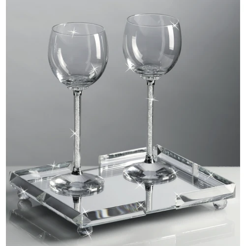 Vassoio Rettangolare Ranoldi in Cristallo e Fondo a Specchio – Made in Italy