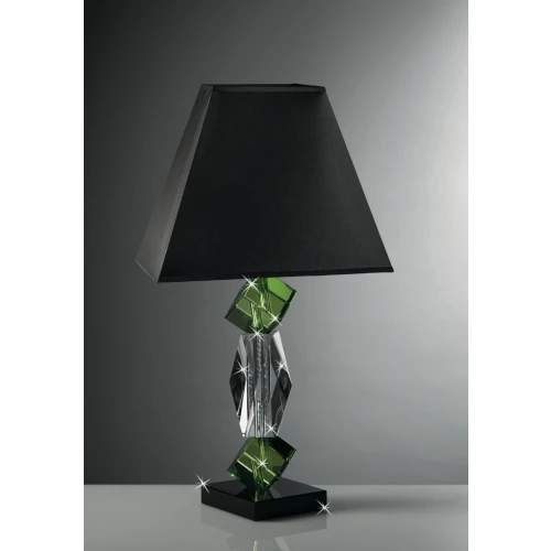 Lampada in Cristallo Ranoldi Nero e Verde con Paralume in Cotone | Design Moderno