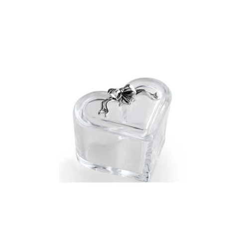 Scatolina cuore in cristallo con fiocco in resina e argento bomboniere matrimonio - Memory 2016