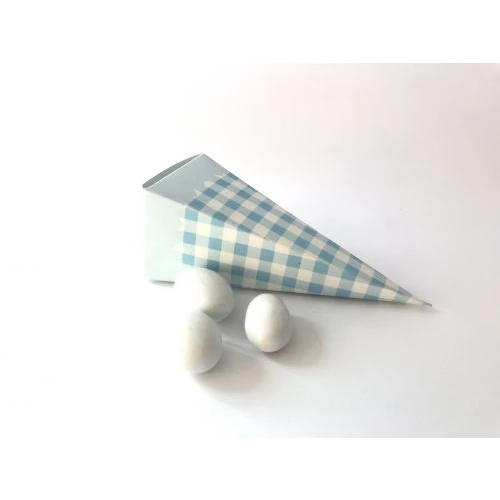 Cono a scacchi celeste portaconfetti