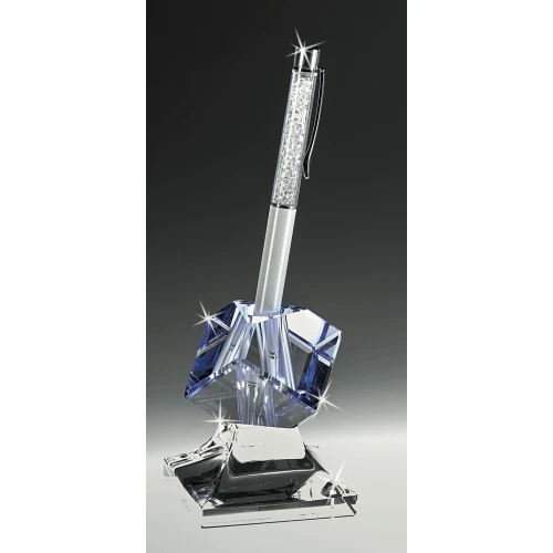 PORTAPENNA COLORATO IN CRISTALLO AZZURRO