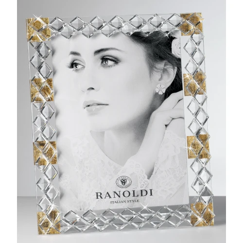 PORTAFOTO IN CRISTALLO CON INSERTI IN ORO cm.18X23 - RANOLDI